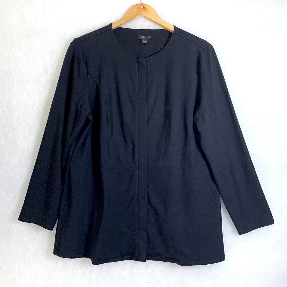 J. Jill Women's Black Jacket Lightweight Knit Zipper Front Long Sleeves Medium